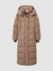 Reiss Mink Neutral Dalby Longline Hooded Puffer Coat - Image 2 of 8