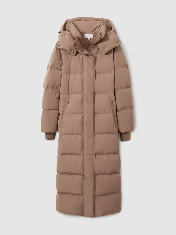 Reiss Mink Neutral Dalby Longline Hooded Puffer Coat - Image 2 of 8 Reiss Mink Neutral Dalby Longline Hooded Puffer Coat - Image 2 of 8