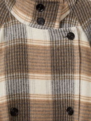 Reiss Neutral Check Piper Wool Blend Check Double Breasted Coat - Image 6 of 6