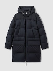 Reiss Navy Stadium Quilted Longline Puffer Coat - Image 2 of 7