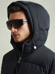 Reiss Navy Stadium Quilted Longline Puffer Coat - Image 4 of 7
