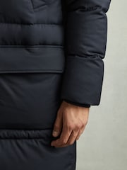 Reiss Navy Stadium Quilted Longline Puffer Coat - Image 5 of 7