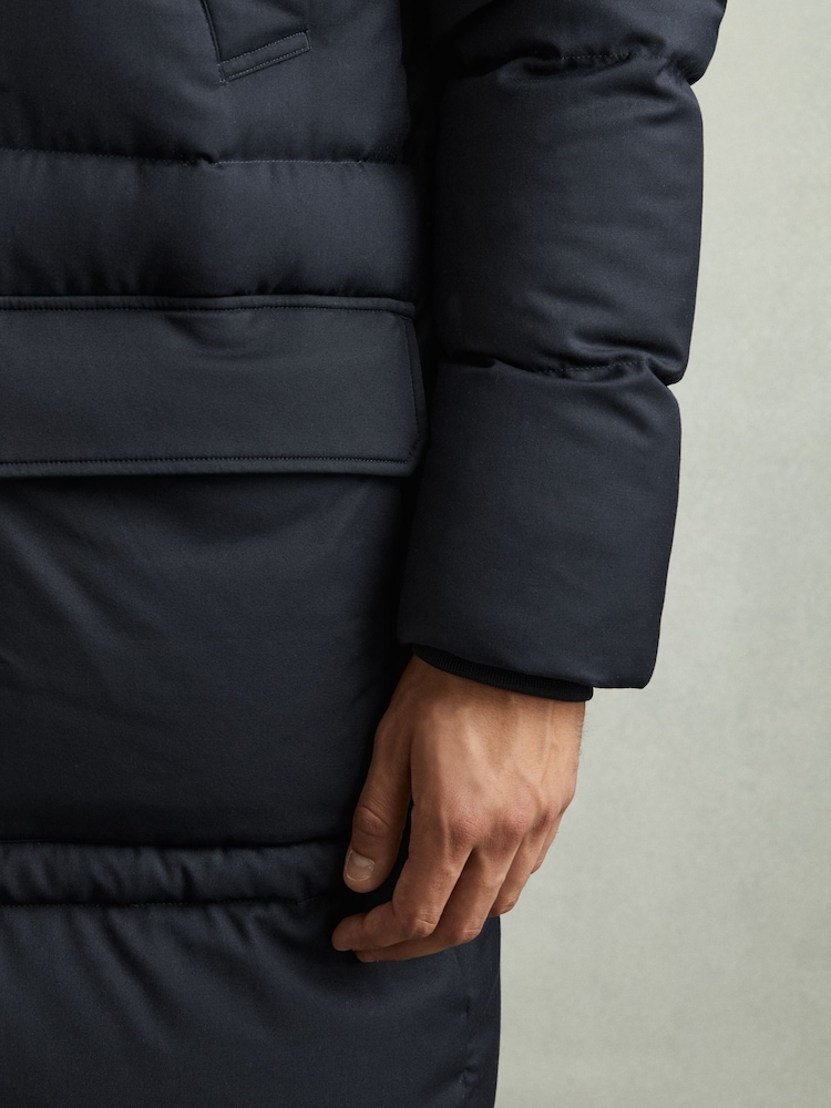 Reiss Navy Stadium Quilted Longline Puffer Coat - Image 5 of 7