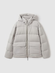 Reiss Grey Carston Patch-Pocket Quilted Puffer Jacket - Image 2 of 7