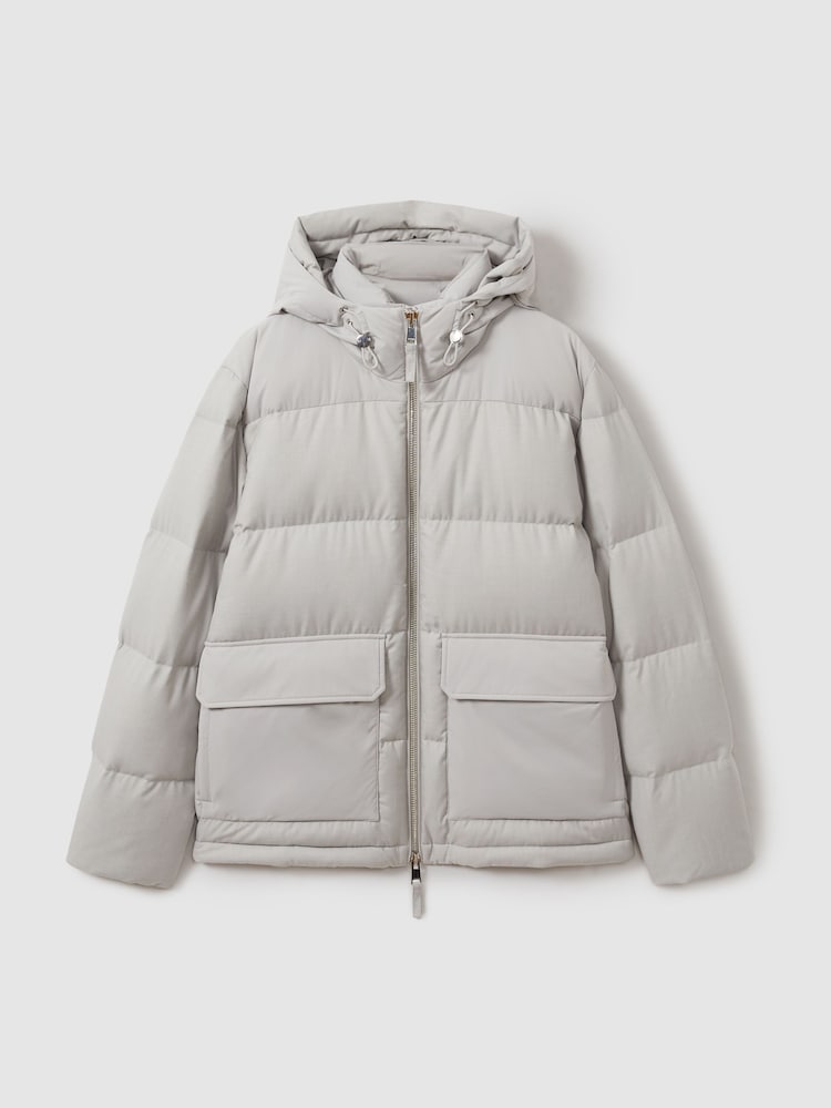 Reiss Grey Carston Patch-Pocket Quilted Puffer Jacket - Image 2 of 7