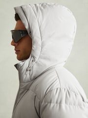 Reiss Grey Carston Patch-Pocket Quilted Puffer Jacket - Image 6 of 7