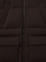 Reiss Brown Stratus Quilted Hooded Puffer Coat - Image 6 of 6