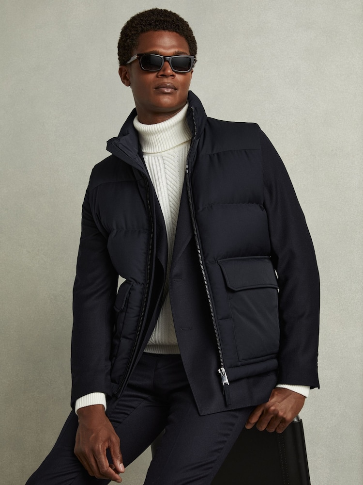 Reiss Navy Dante Patch Pocket Quilted Gilet - Image 1 of 6
