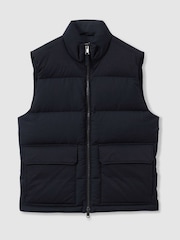 Reiss Navy Dante Patch Pocket Quilted Gilet - Image 2 of 6