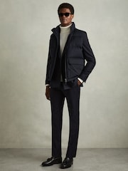 Reiss Navy Dante Patch Pocket Quilted Gilet - Image 3 of 6