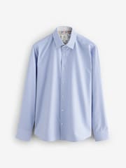 Blue Regular Fit Long Sleeve Single Cuff Textured Shirt - Image 4 of 7