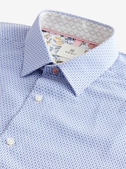 Blue Regular Fit Long Sleeve Single Cuff Textured Shirt - Image 6 of 7
