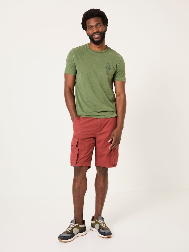 FatFace Bude Dark Red Cargo Shorts - Image 1 of 7