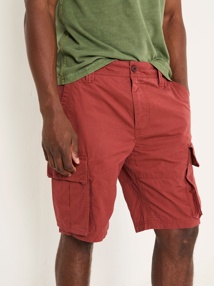 FatFace Bude Dark Red Cargo Shorts - Image 2 of 7