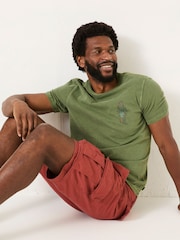 FatFace Bude Dark Red Cargo Shorts - Image 6 of 7
