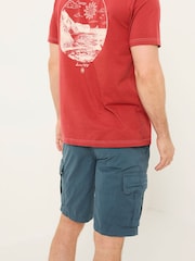 FatFace Bude Dark Teal Blue Cargo Shorts - Image 2 of 6
