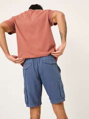 Azul - FATFACE Linen Shorts cargo de algodão - Imagem 5 de 9