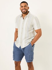 Azul - FATFACE Linen Shorts cargo de algodão - Imagem 7 de 9