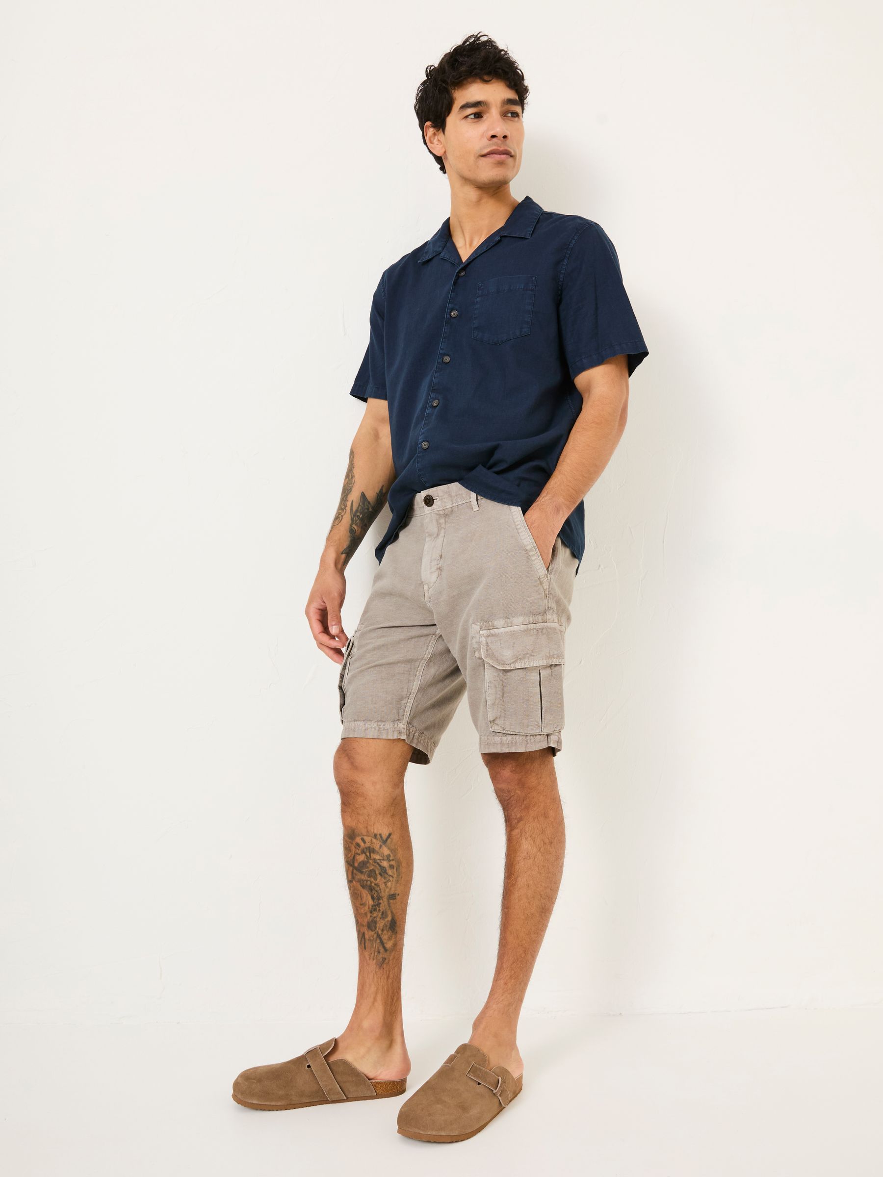 Buy FatFace Grey Cotton Linen Cargo Shorts from the Next UK online shop