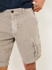 Cinza - FATFACE Linen Shorts cargo de algodão - Imagem 3 de 5