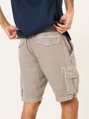 Cinza - FATFACE Linen Shorts cargo de algodão - Imagem 4 de 5