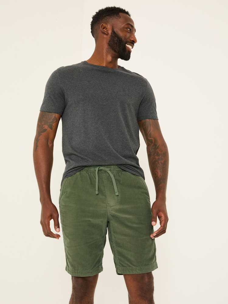 FatFace Seaton Khaki Green Pull On Cord Shorts - Image 1 of 7