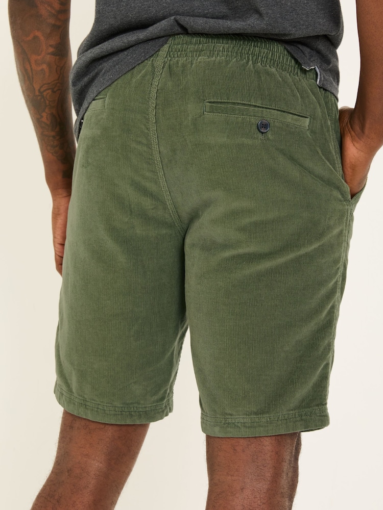FatFace Seaton Khaki Green Pull On Cord Shorts - Image 4 of 7