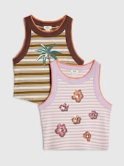 River Island Purple Stripe Tank Top 2 Pack - Image 1 of 4
