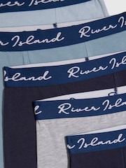 River Island Blue Script Logo 5 Pack Boxers - Image 2 of 3
