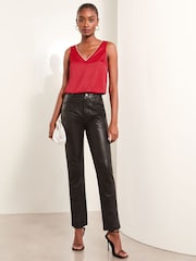 Lipsy Red V Neck Satin Trim Vest - Image 3 of 4