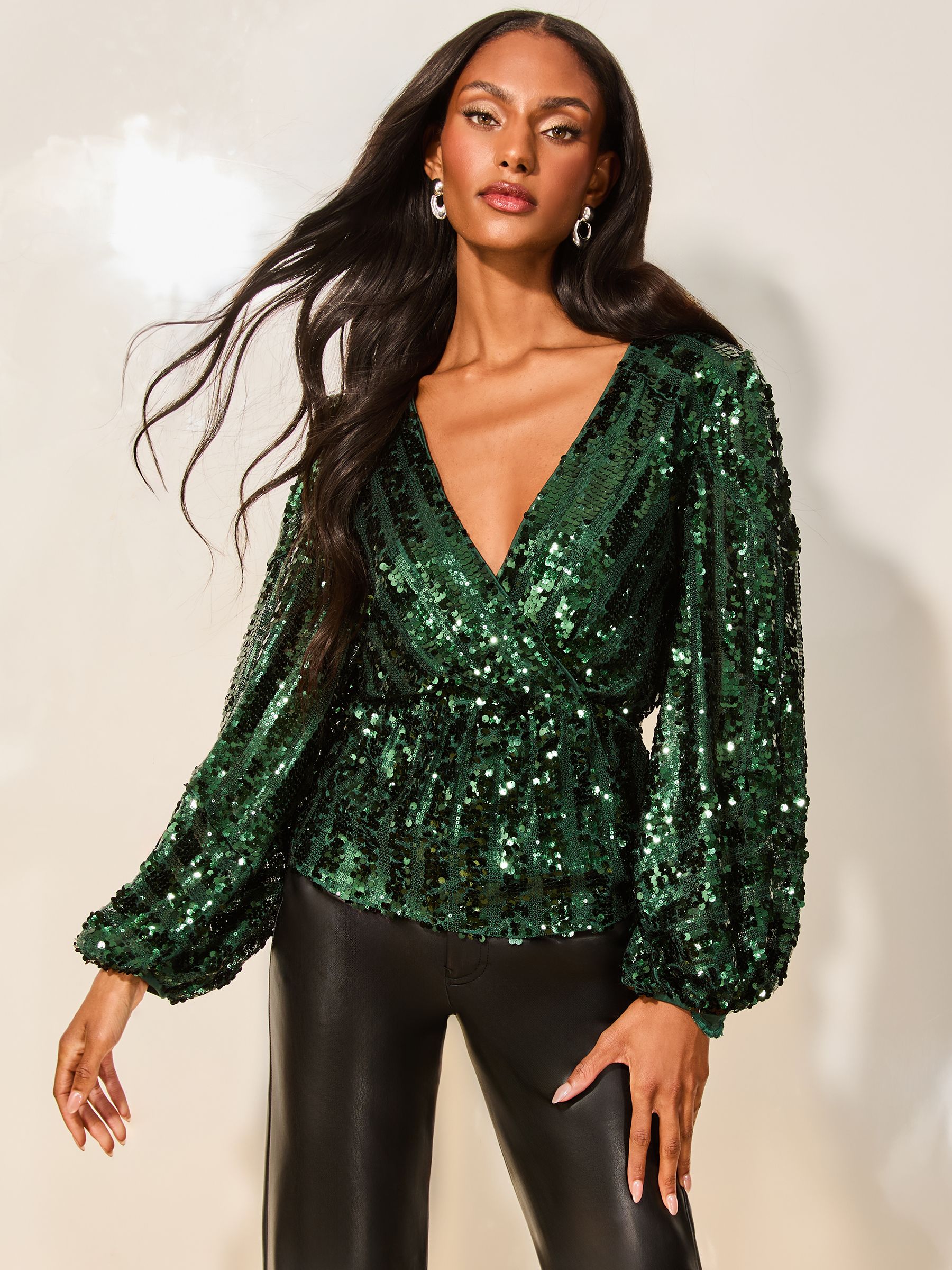 Sequin wrap top clearance