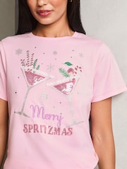 Lipsy Pink Christmas T-Shirt - Image 1 of 4