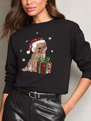 Lipsy Black Christmas Sweatshirt - Image 1 of 4