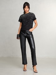 Lipsy Black Hotfix Embellished T-Shirt - Image 3 of 4