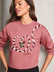 Lipsy Pink Christmas Sweatshirt - Image 1 of 4