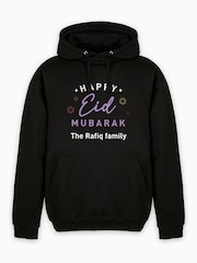 Dollymix Womens Personalised Happy Eid Black Hoodie - Image 1 of 3