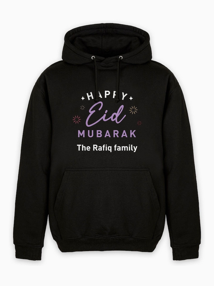 Dollymix Womens Personalised Happy Eid Black Hoodie - Image 1 of 3