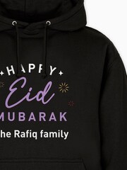 Dollymix Womens Personalised Happy Eid Black Hoodie - Image 2 of 3