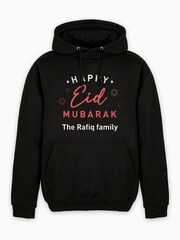 Dollymix Mens Personalised Happy Eid Black Hoodie - Image 1 of 3