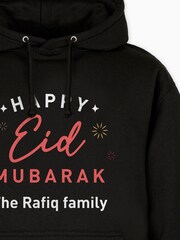 Dollymix Mens Personalised Happy Eid Black Hoodie - Image 2 of 3