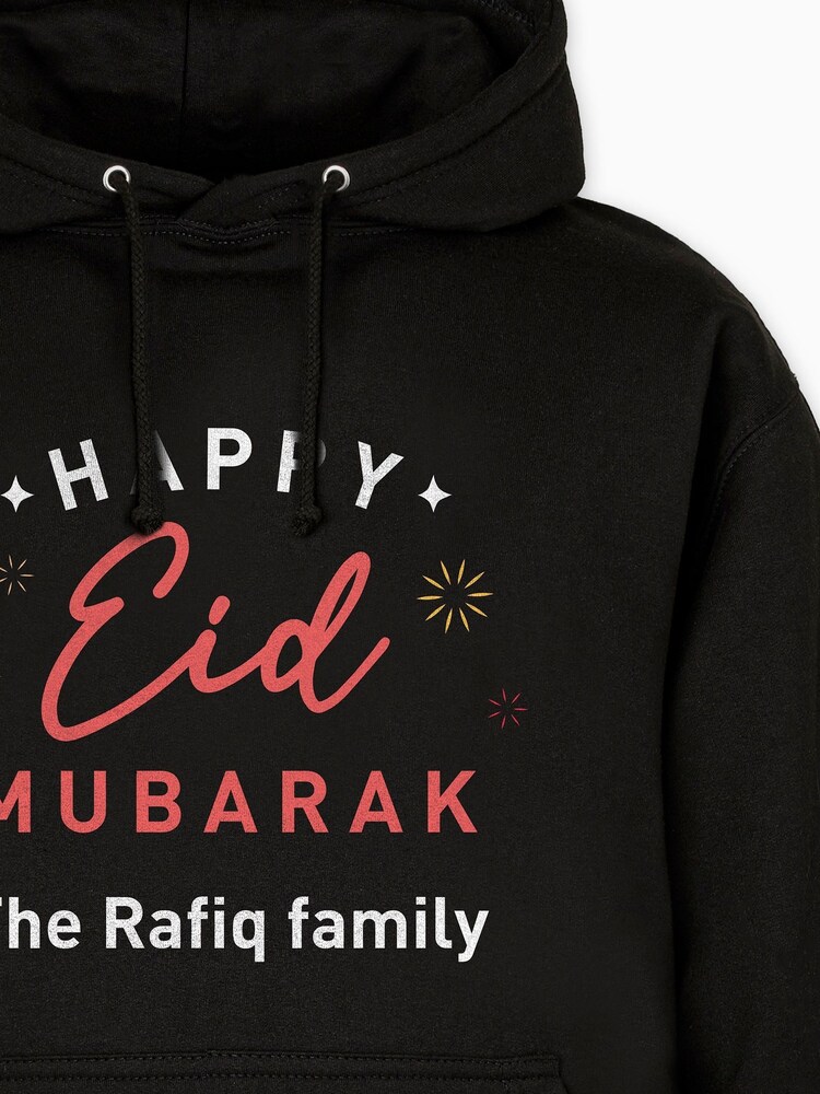 Dollymix Mens Personalised Happy Eid Black Hoodie - Image 2 of 3