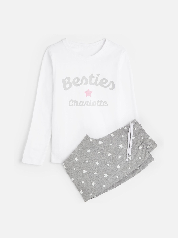 Dollymix Personalised Besties Logo White Pyjamas - Image 1 of 3