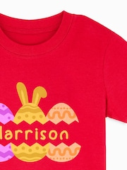 Dollymix Baby/Toddler Red 100% Cotton Personalised Cracked Easter Egg T-Shirt - Image 2 of 3