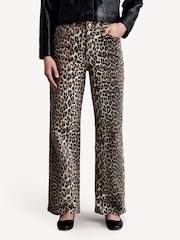 GANNI Animal Leopard Print Izey Denim Straight Jeans - Image 6 of 14