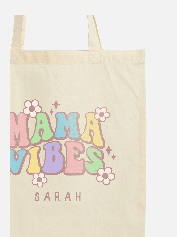 Mama Cream Personalised Vibes 100% Cotton Tote Bag by Dollymix - Image 2 of 4