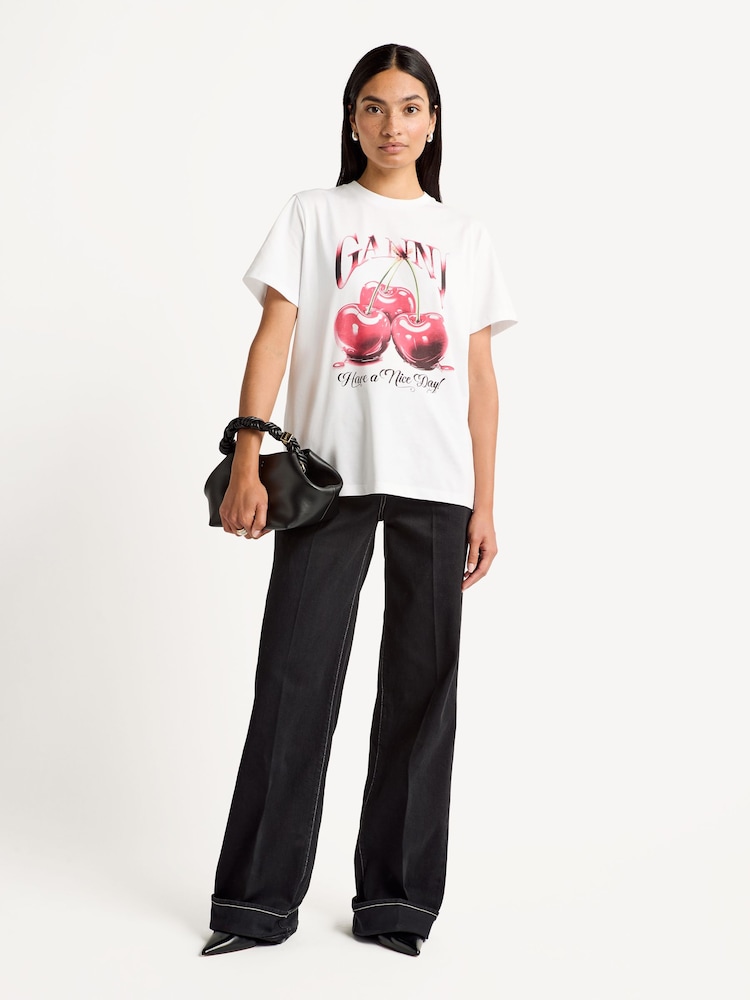 GANNI White Cherry Relaxed T-Shirt - Image 3 of 3