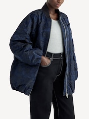 GANNI Navy Blue Botanic Jacquard Bomber Jacket - Image 2 of 9