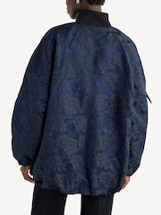 GANNI Navy Blue Botanic Jacquard Bomber Jacket - Image 3 of 9