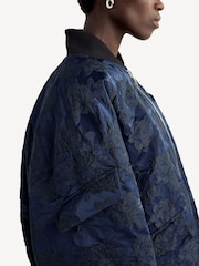 GANNI Navy Blue Botanic Jacquard Bomber Jacket - Image 4 of 9
