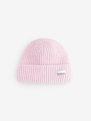 GANNI Pink Structured RIb Beanie - Image 1 of 3